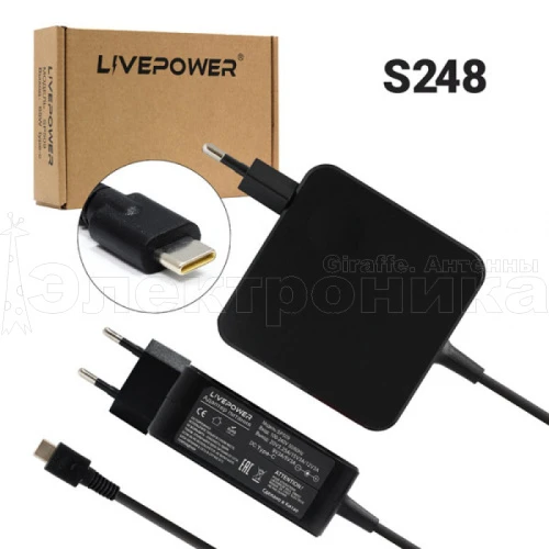 блок питания live-power sp509 20 в, 3.25 a,  65w адаптер 220 - 20v/3.25a, шнур 1,8 м, штекер type-c  фото