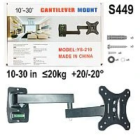 кронштейн для телевизора 10-30" t1030 на стену наклонный поворотный для тв/монитора до 20 кг  фото