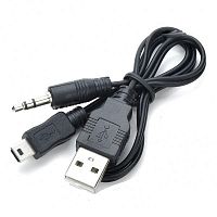 кабель usb орбита bs-3046 (штекер usb- штекер mini usb - джек 3,5) 0.5м/40/1000  фото