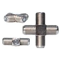 разъём   №07в    соединитель x4 гнезда f , переходник на 4 f-гнезда (крестовая бочка) f20  фото